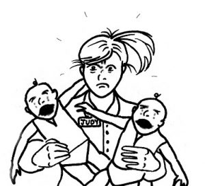 Bébé bassine la baby-sitter