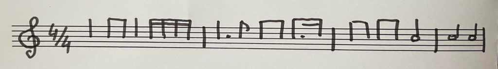 Un exemple de dictée musicale sans note, limitée au rythme !
