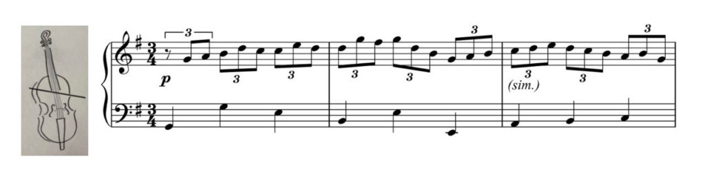 Le violoncelle s’invite pour la basse du piano